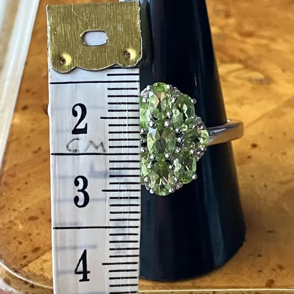 Natural Peridot Sterling Silver Ring Size 10